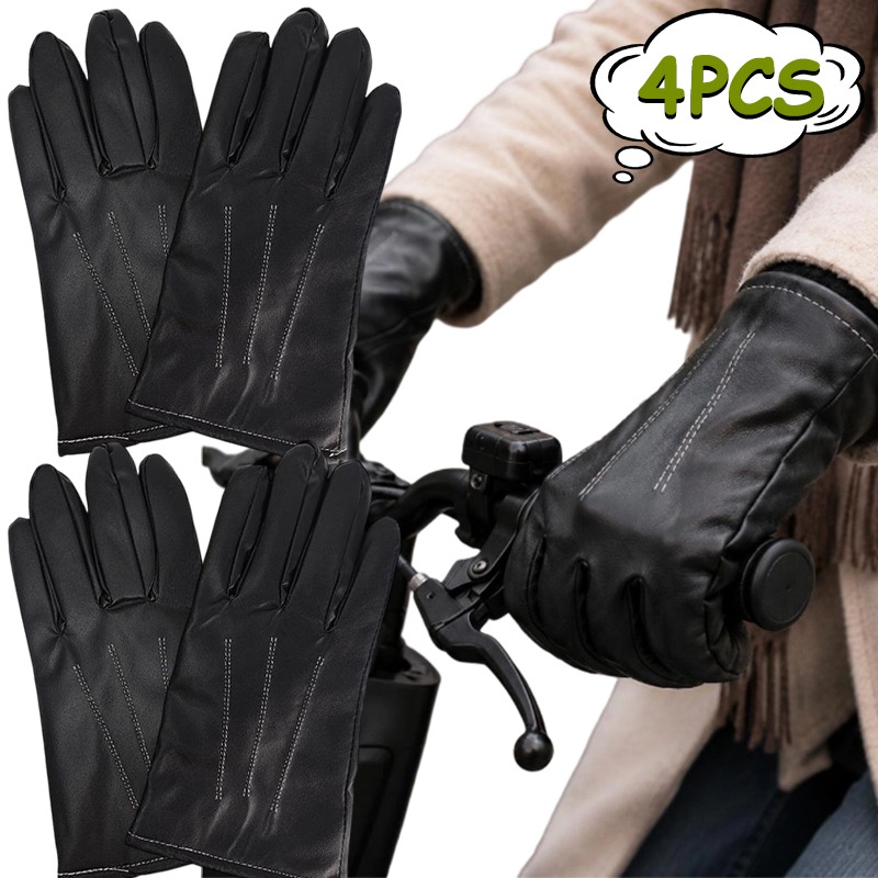 Leather Driving Glove - 1/2 paar winterhandschoenen van kunstleer voor
