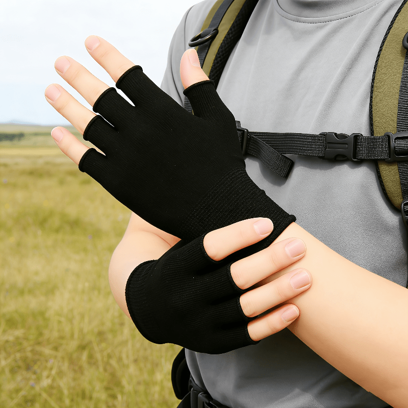 Zwarte gebreide handschoenen m - Fingerless Glove Knit recensie en prijs
