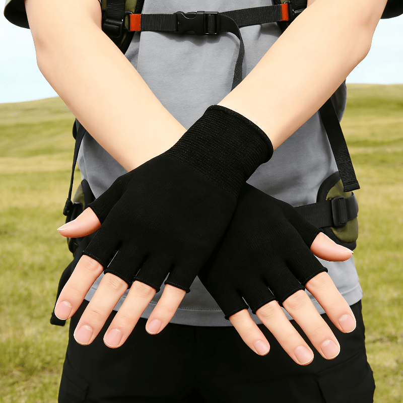 Zwarte gebreide handschoenen m - Fingerless Glove Knit recensie en prijs