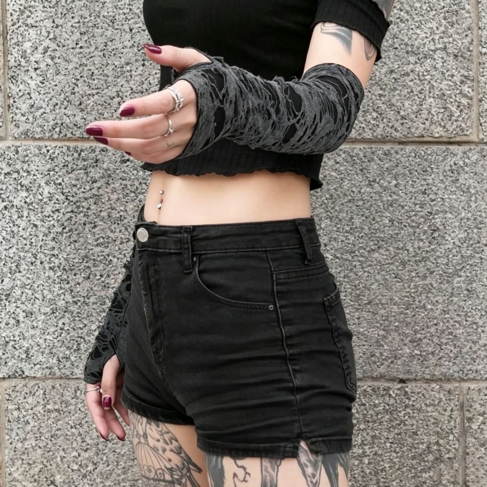 Lange punkhandschoenen Donkere - Fingerless Glove Knit recensie en prijs